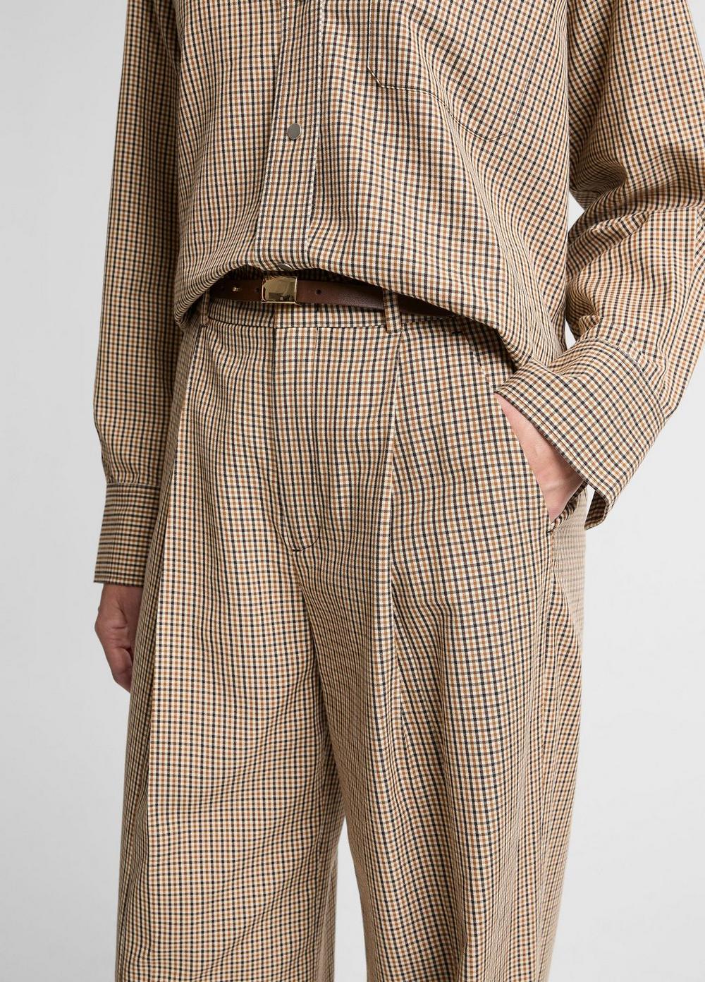 Vince Camille Checked Cotton-Blend Wide-Leg Trouser - Pants & Shorts