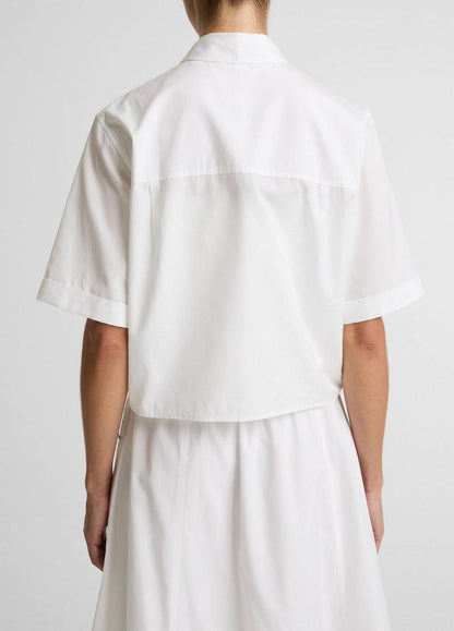 Vince Scallop-Detail Cotton Button-Front Shirt - Short Sleeve