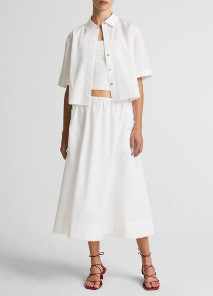 Vince Scallop-Detail Cotton Midi Skirt - Skirts