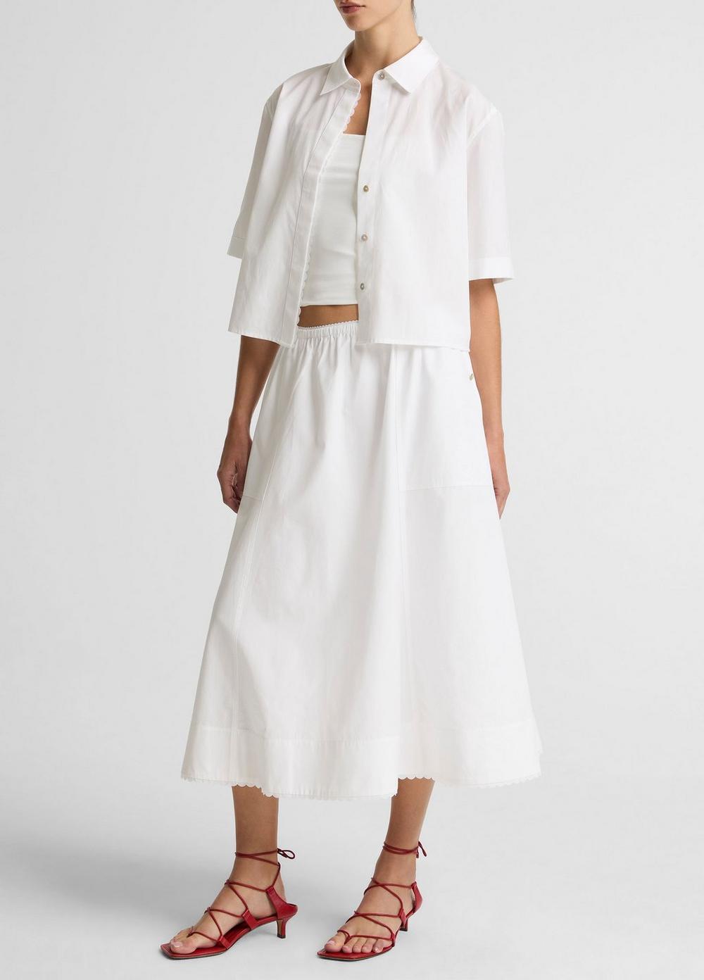 Vince Scallop-Detail Cotton Midi Skirt - Skirts