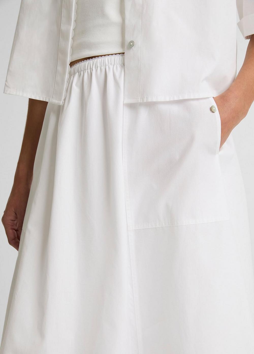 Vince Scallop-Detail Cotton Midi Skirt - Skirts
