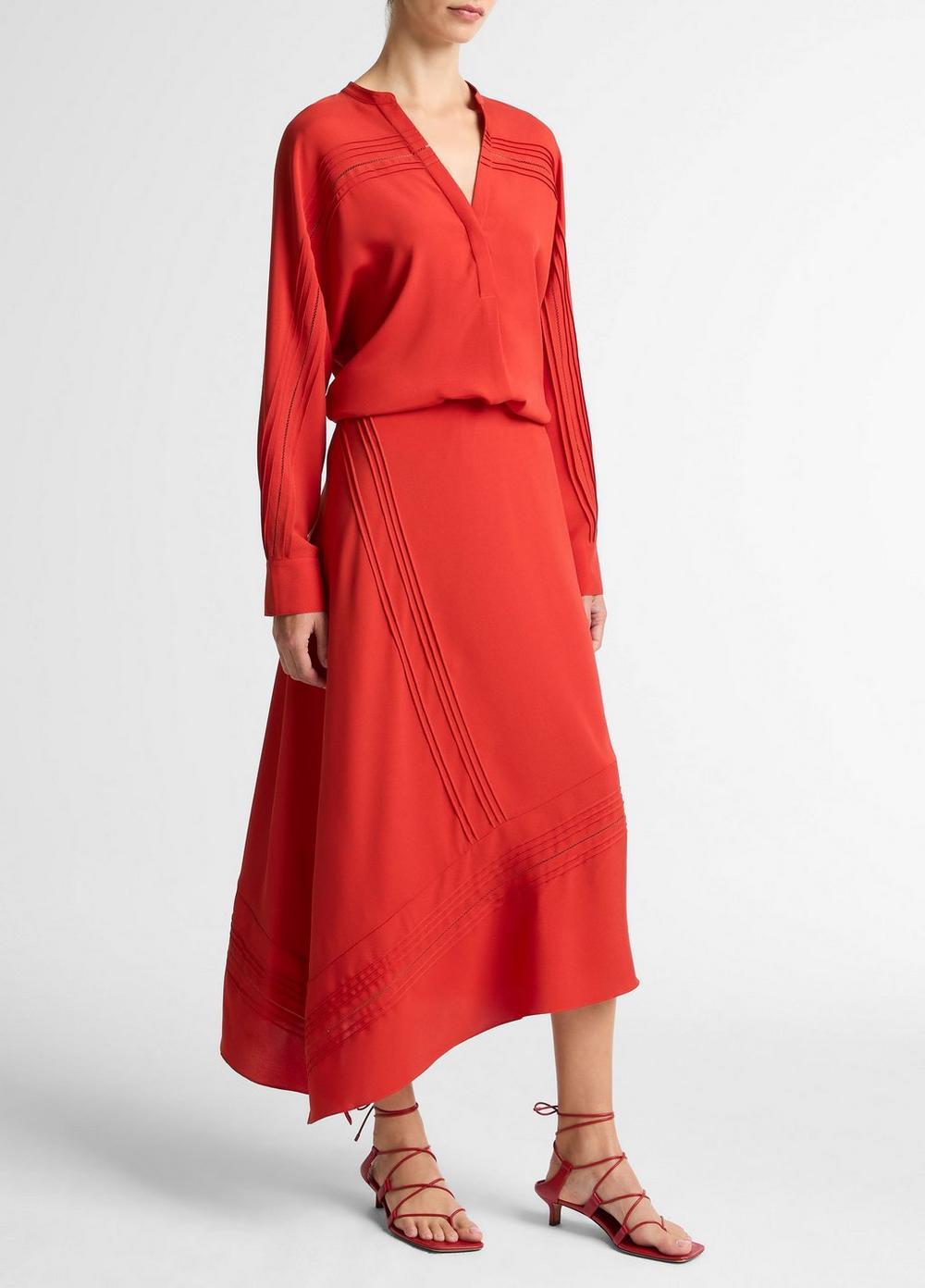 Vince Pintuck Satin Slip Skirt - Dresses & Skirts