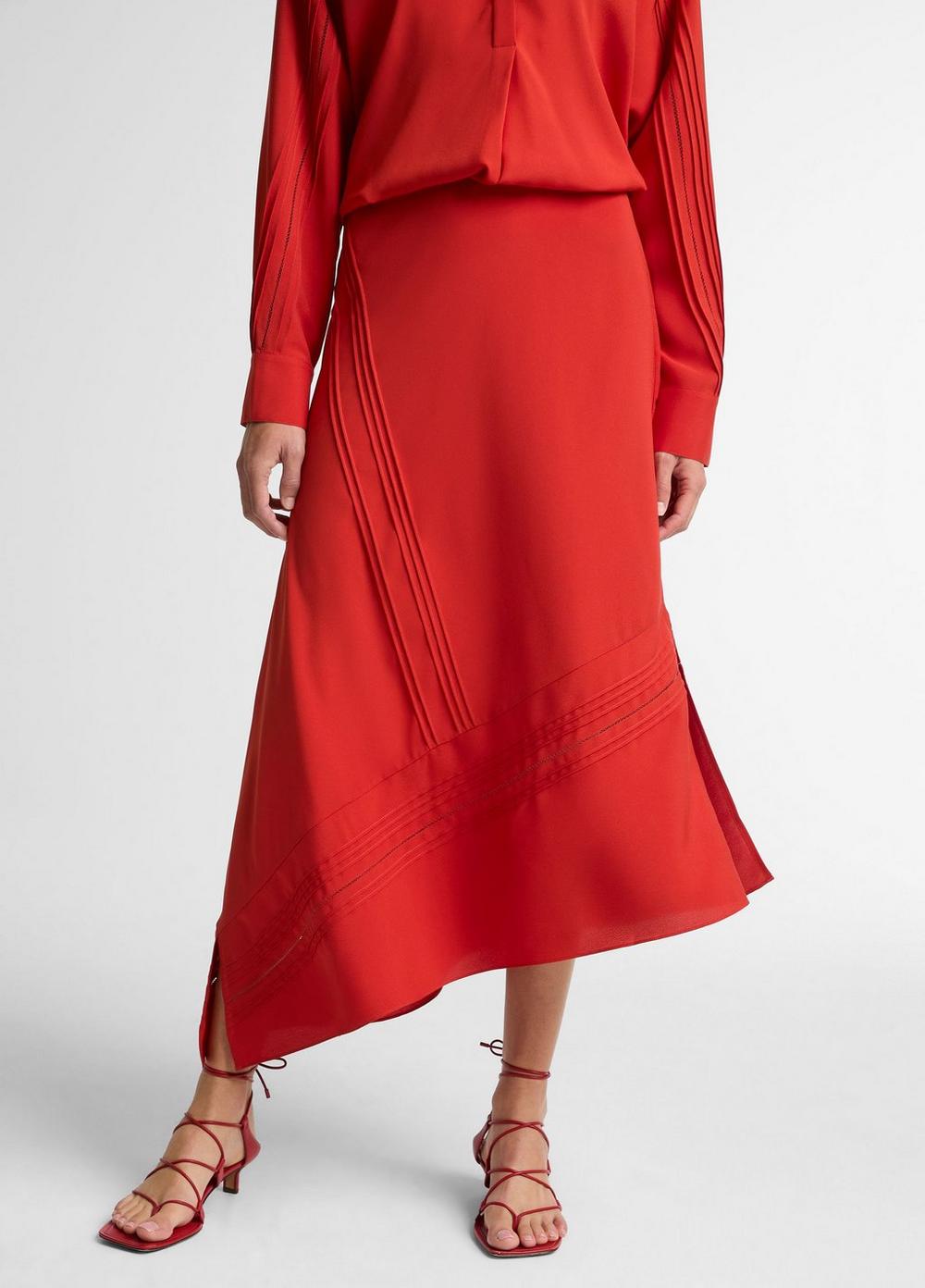 Vince Pintuck Satin Slip Skirt - Dresses & Skirts