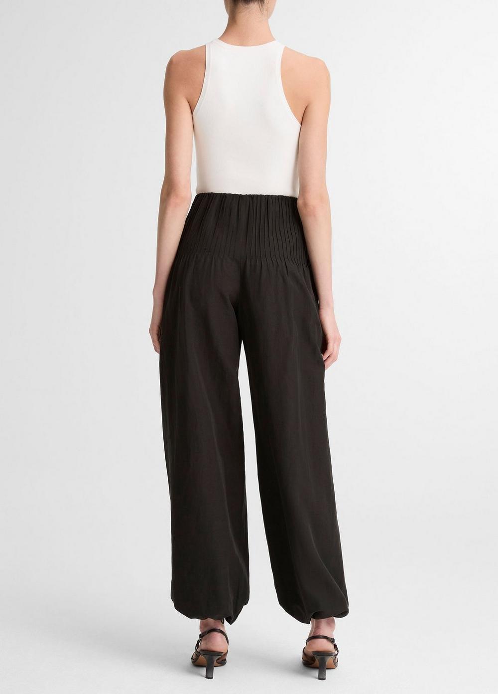 Vince Pintuck High-Rise Wide-Leg Drawcord-Hem Pant - Wide Leg