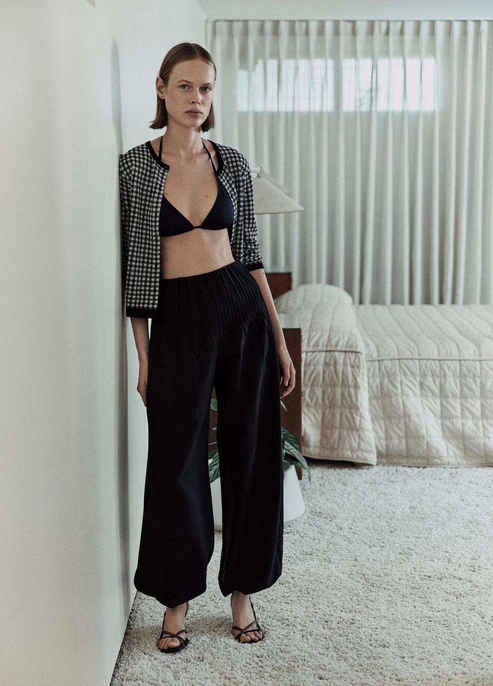 Vince Pintuck High-Rise Wide-Leg Drawcord-Hem Pant - Wide Leg