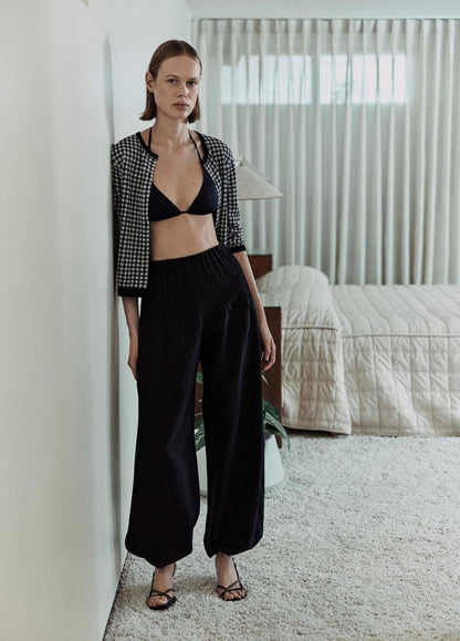 Vince Pintuck High-Rise Wide-Leg Drawcord-Hem Pant - Wide Leg