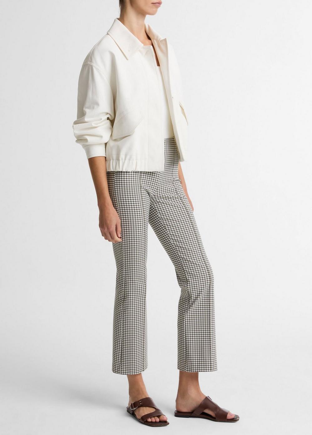 Vince Niki Gingham Mid-Rise Crop Flare Pant - Trousers