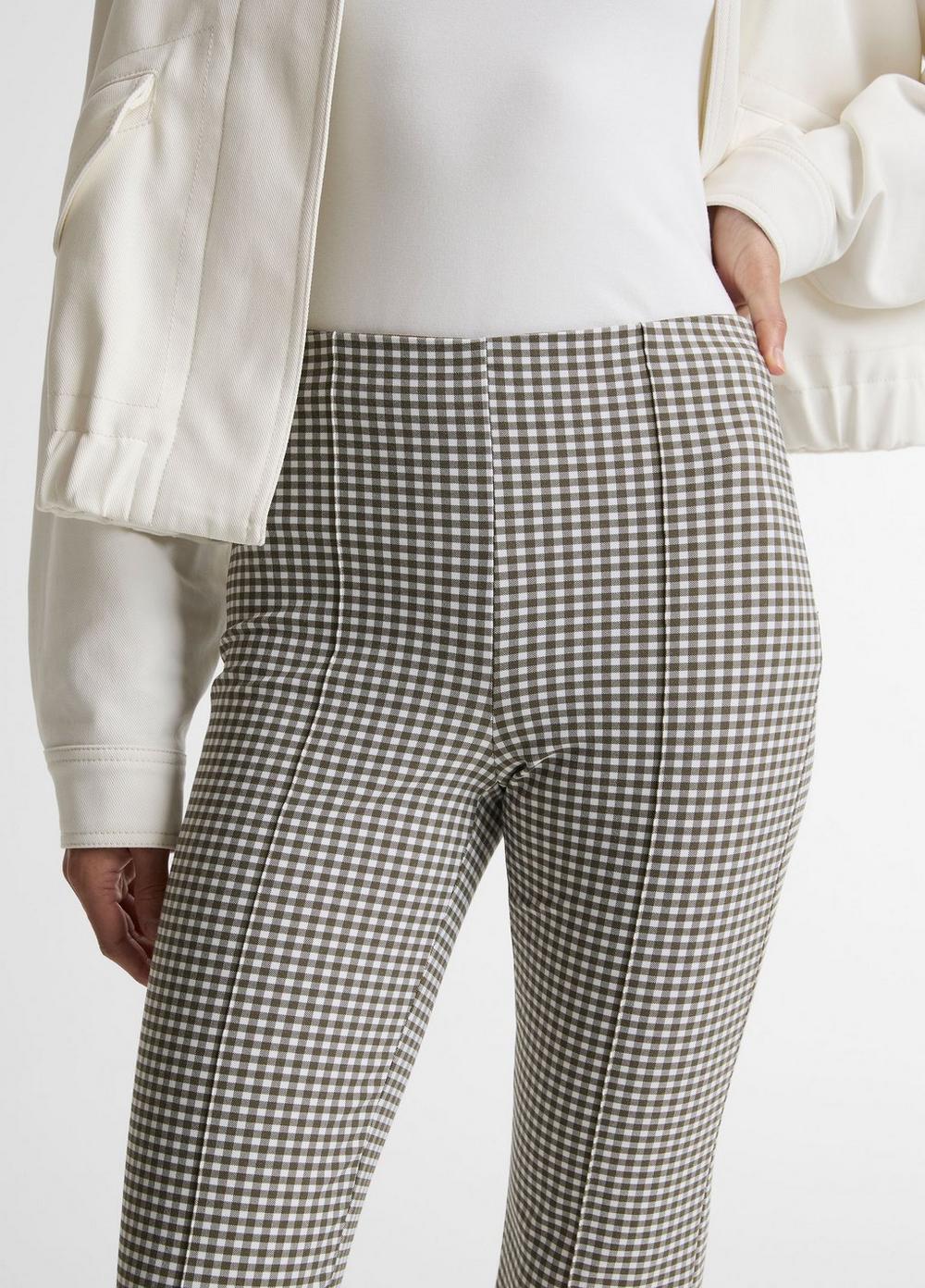 Vince Niki Gingham Mid-Rise Crop Flare Pant - Trousers