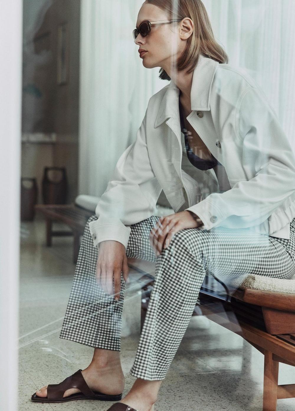Vince Niki Gingham Mid-Rise Crop Flare Pant - Trousers
