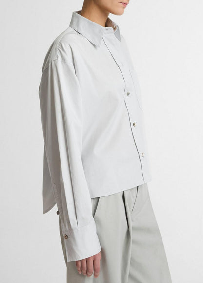 Vince Cotton Cropped Button-Front Shirt  - Long Sleeve