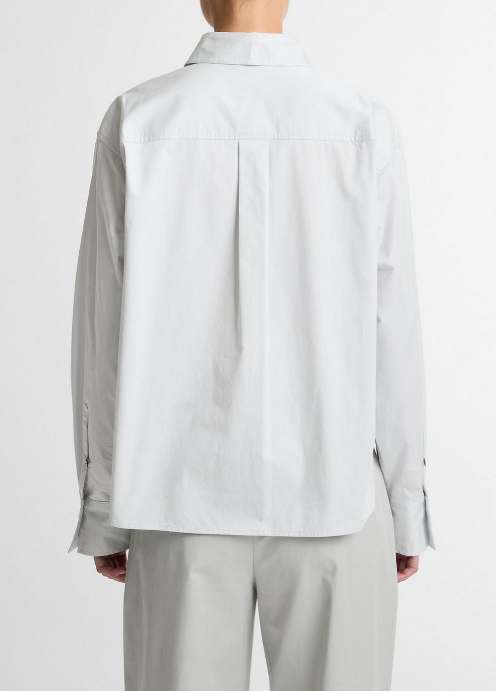 Vince Cotton Cropped Button-Front Shirt  - Long Sleeve