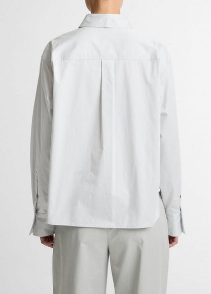 Vince Cotton Cropped Button-Front Shirt  - Long Sleeve