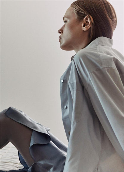Vince Cotton Cropped Button-Front Shirt  - Long Sleeve