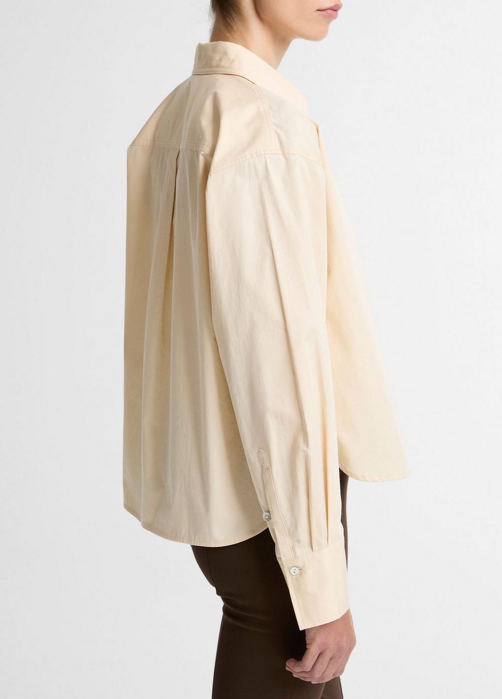 Vince Cotton Cropped Button-Front Shirt  - Long Sleeve