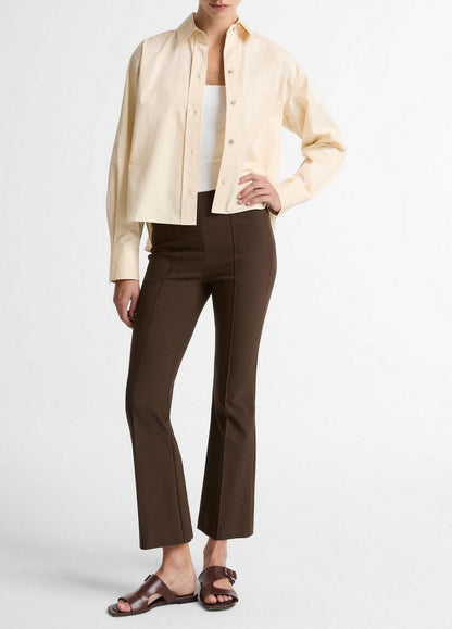 Vince Cotton Cropped Button-Front Shirt  - Long Sleeve