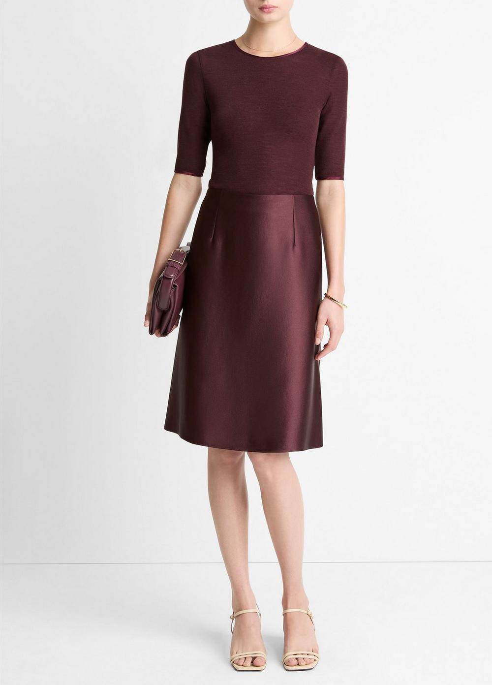 Vince Satin A-Line Knee Skirt - Dresses & Skirts