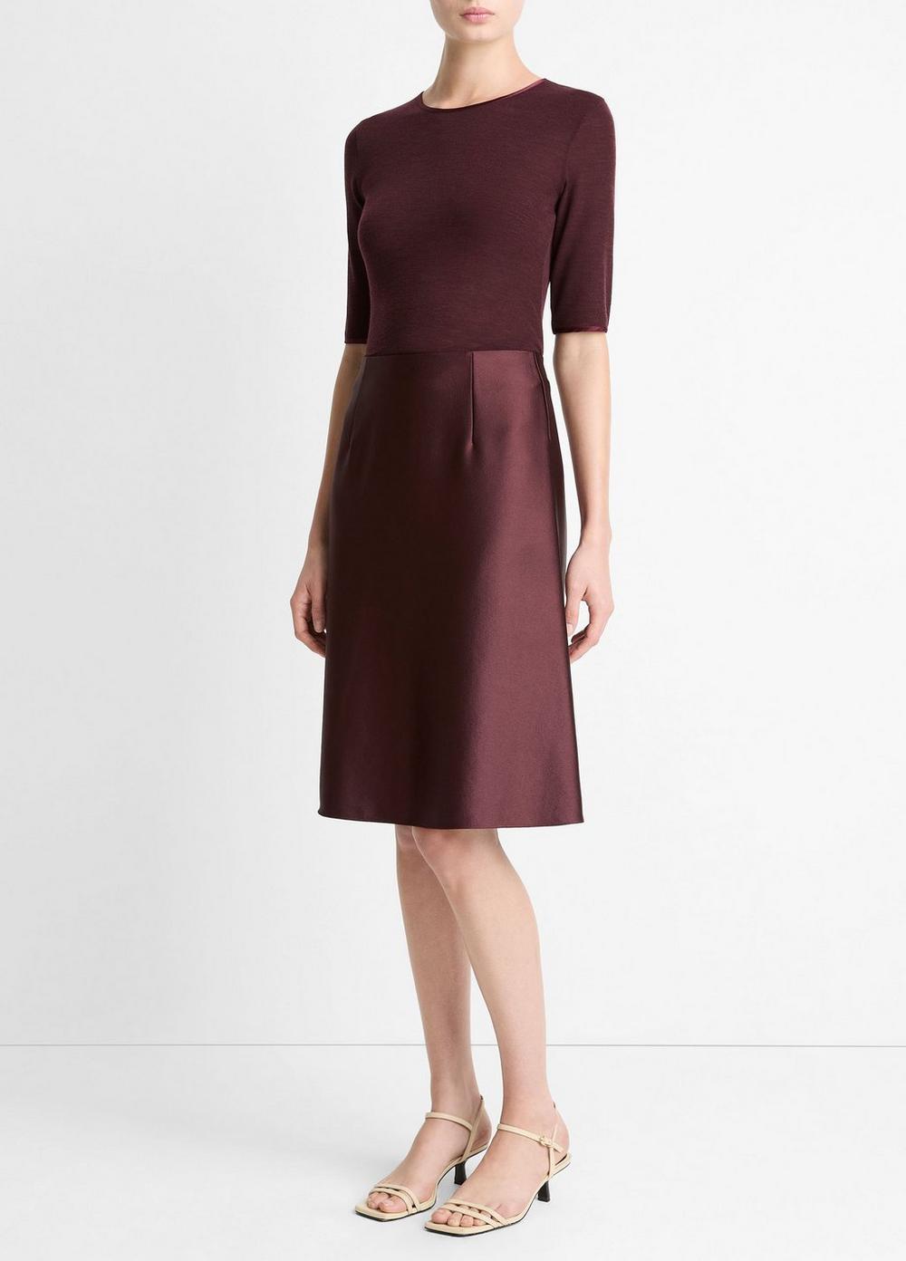 Vince Satin A-Line Knee Skirt - Dresses & Skirts