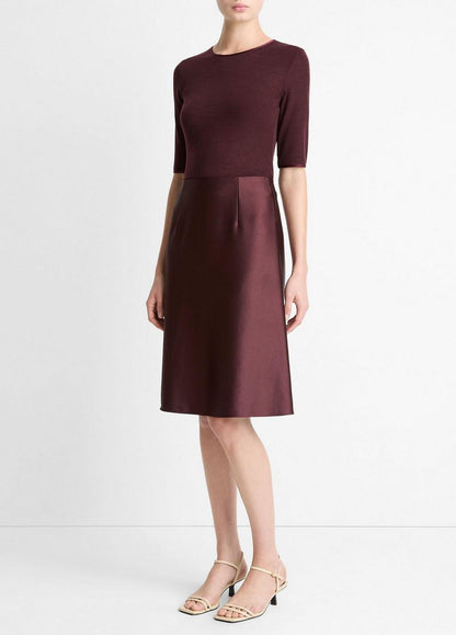 Vince Satin A-Line Knee Skirt - Dresses & Skirts