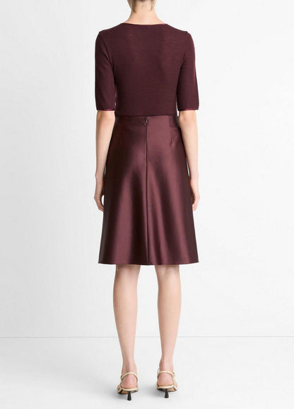 Vince Satin A-Line Knee Skirt - Dresses & Skirts