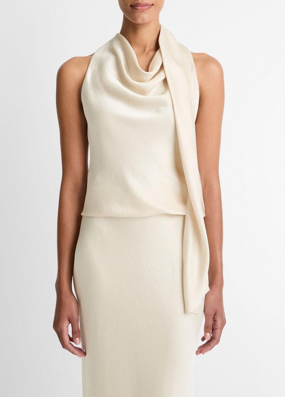 Vince Satin Scarf Top - Tank Tops