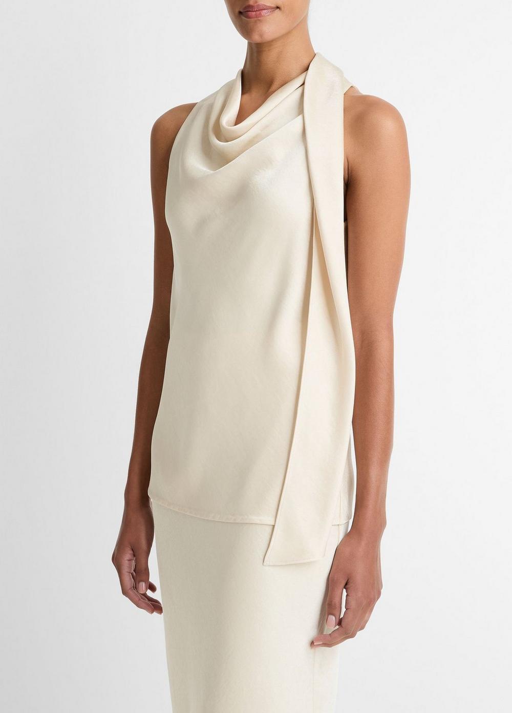 Vince Satin Scarf Top - Tank Tops