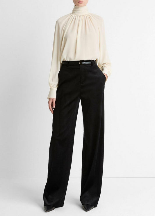 Vince Italian Velvet High-Waist Wide-Leg Trouser - Pants & Shorts