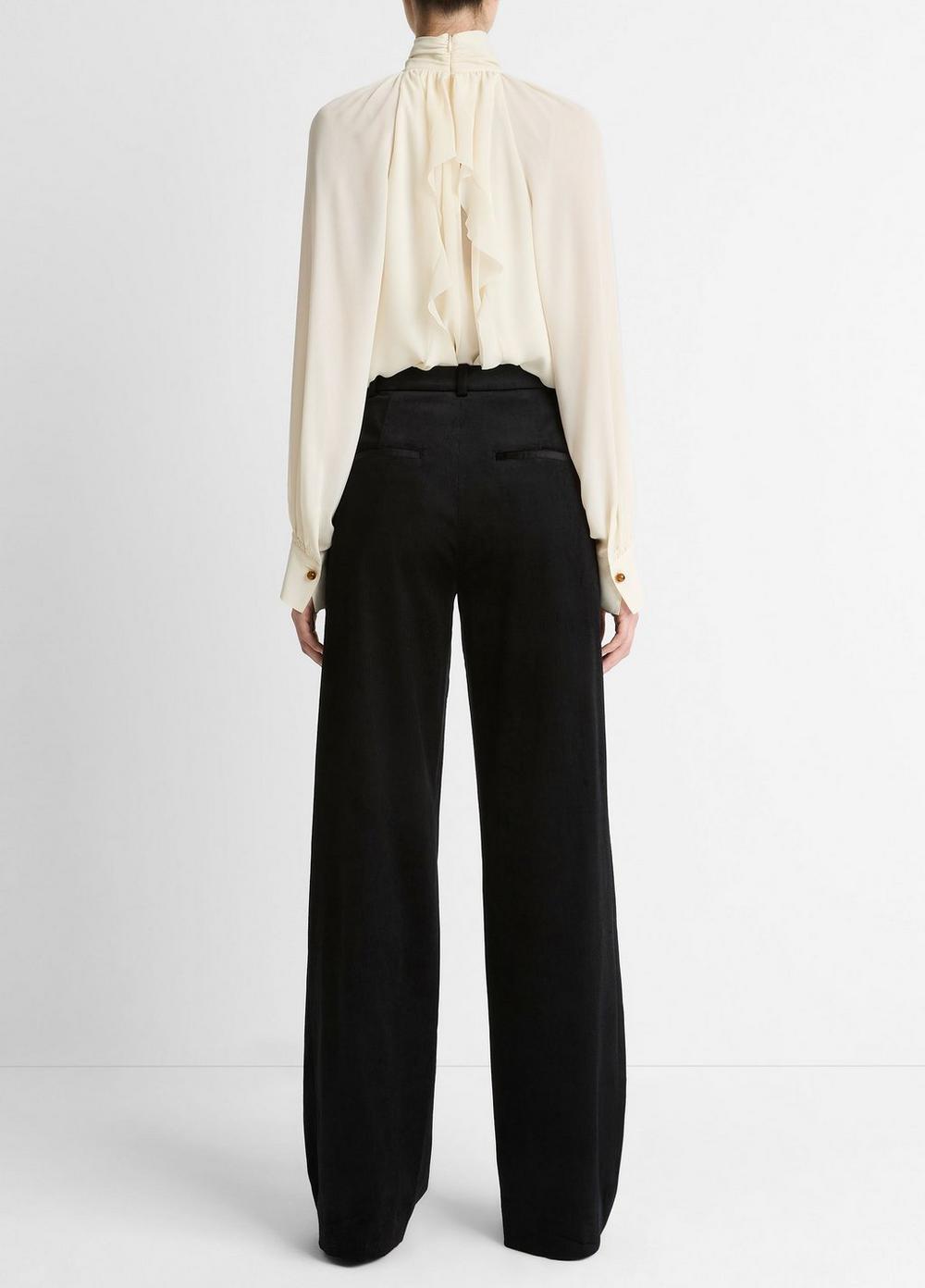Vince Italian Velvet High-Waist Wide-Leg Trouser - Pants & Shorts