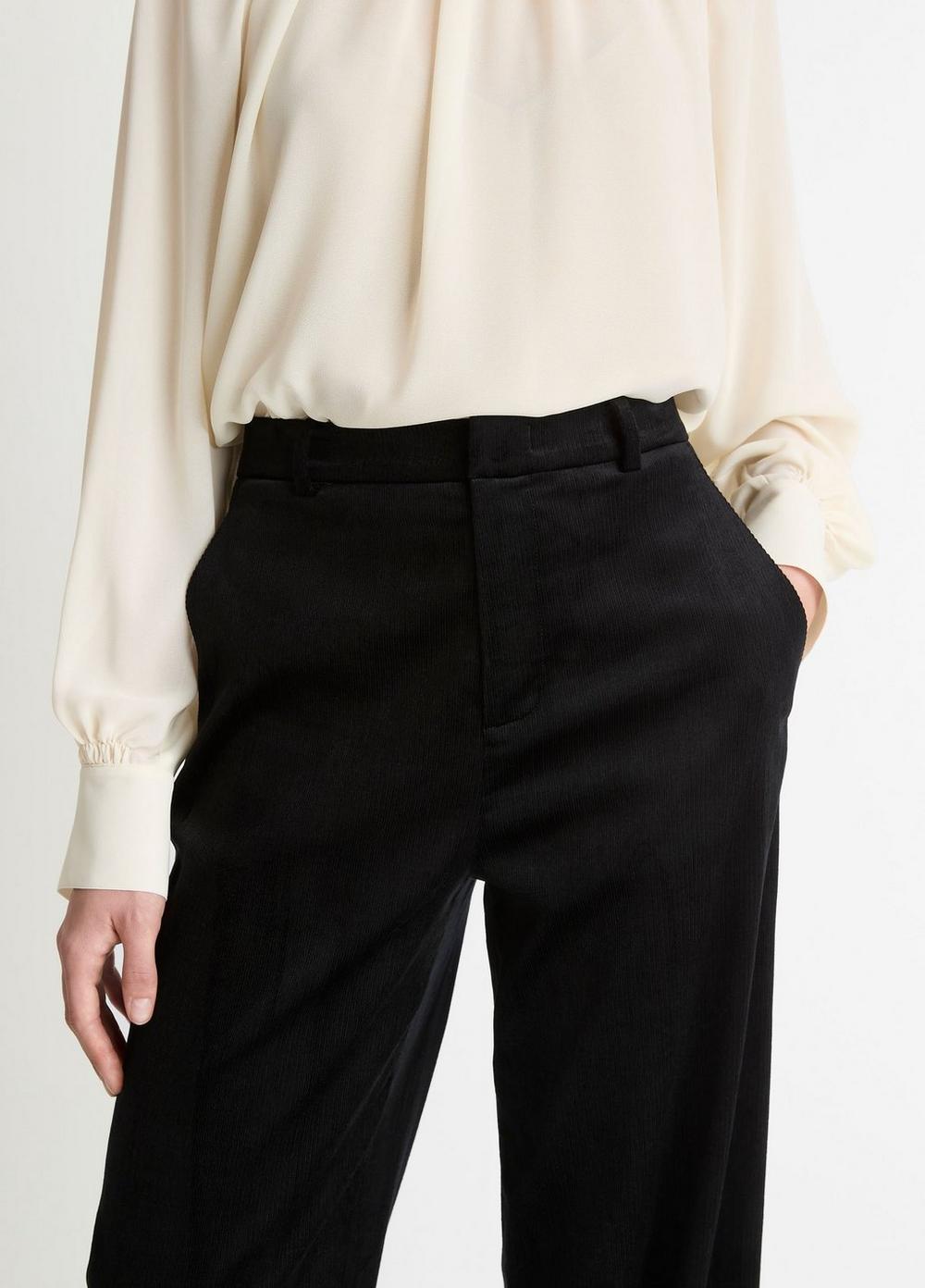 Vince Italian Velvet High-Waist Wide-Leg Trouser - Pants & Shorts
