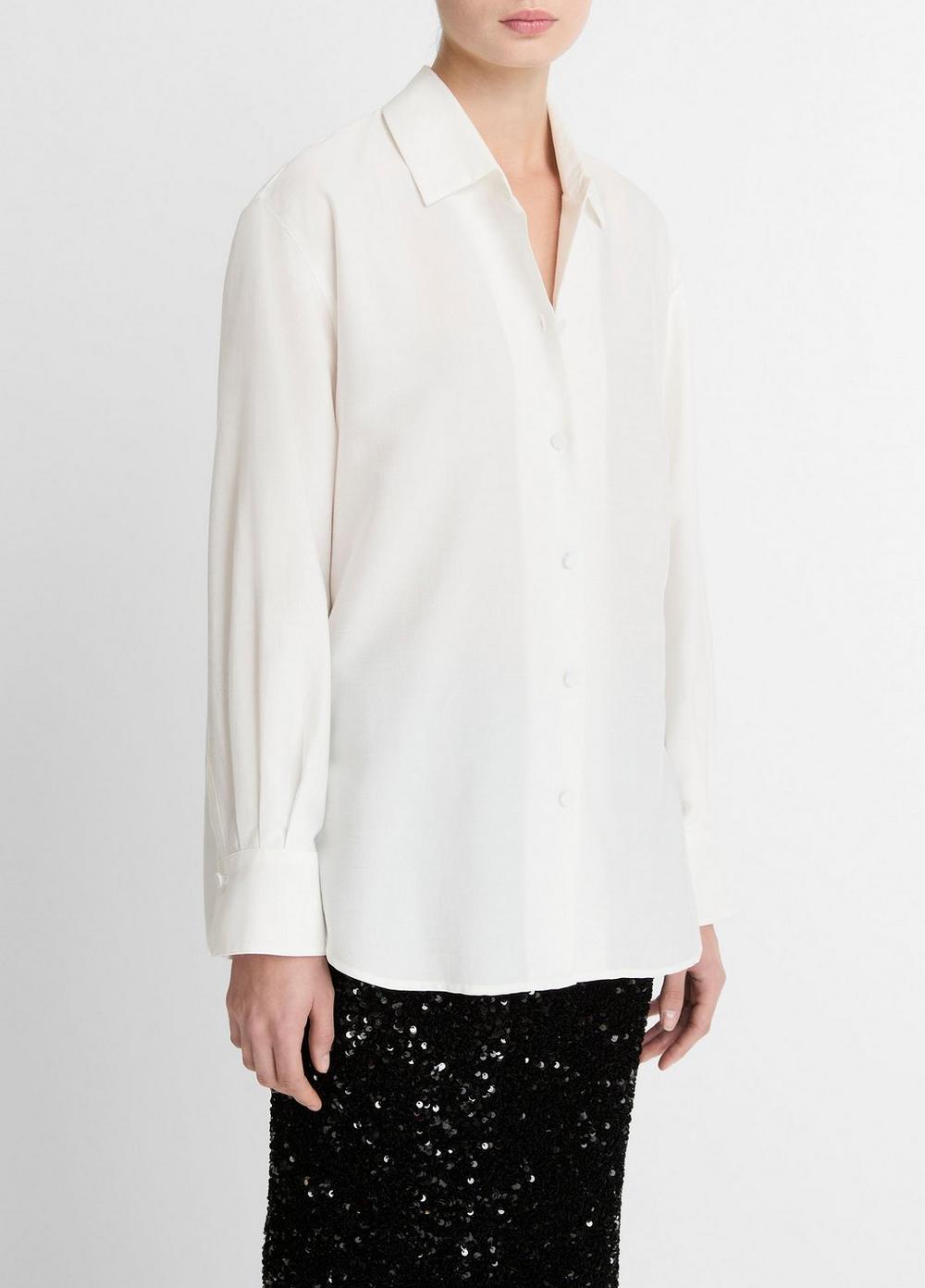 Vince Refined Twill Covered-Button Shirt - Shirts & Tees