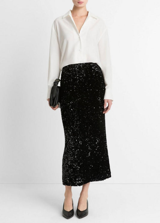 Vince Sequined Velvet Column Skirt - Dresses & Skirts