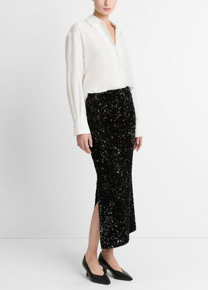 Vince Sequined Velvet Column Skirt - Dresses & Skirts