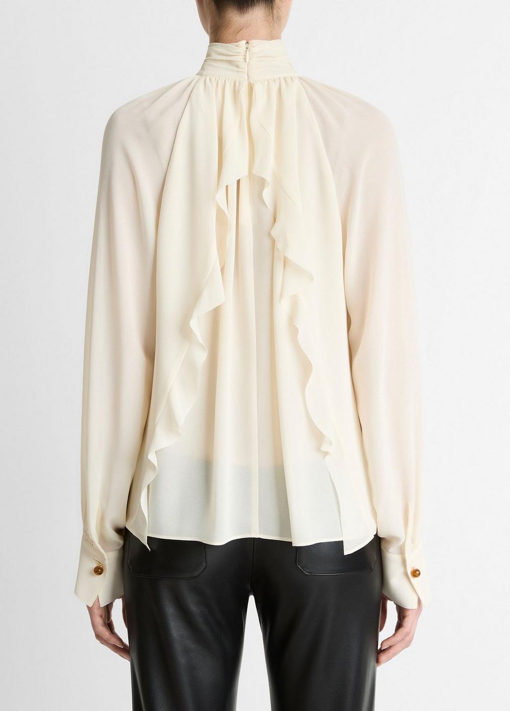 Vince Gathered Draped-Neck Crepe Blouse - Shirts & Tees