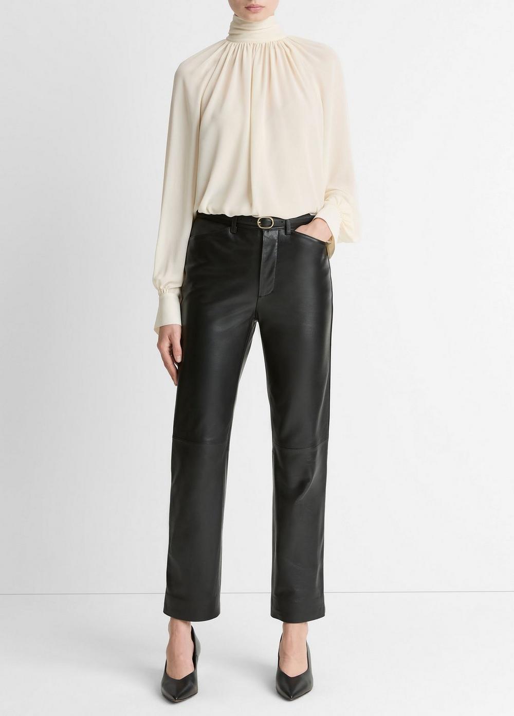 Vince Leather Straight-Leg Trouser - Trousers
