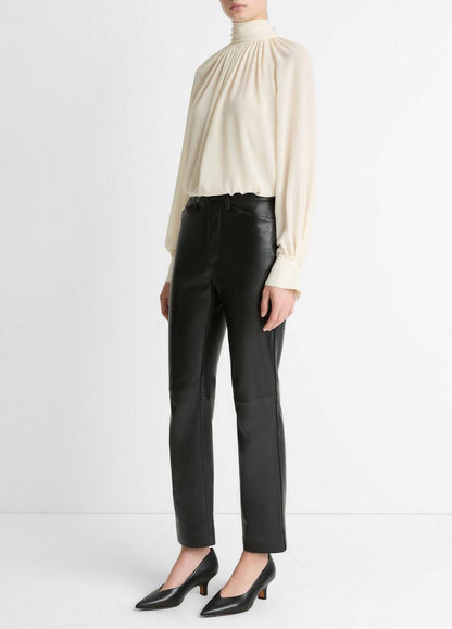 Vince Leather Straight-Leg Trouser - Trousers