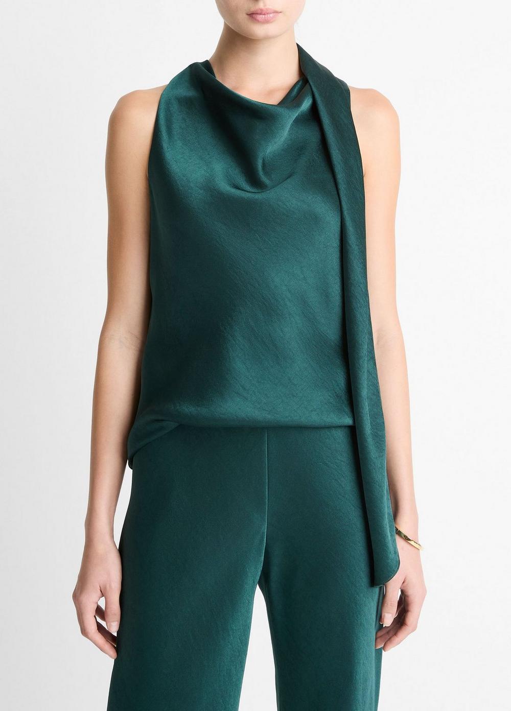Vince Satin Scarf Top - Shirts & Tees