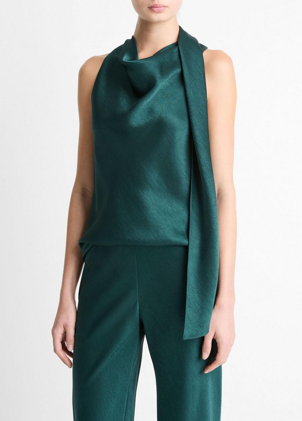 Vince Satin Scarf Top - Shirts & Tees