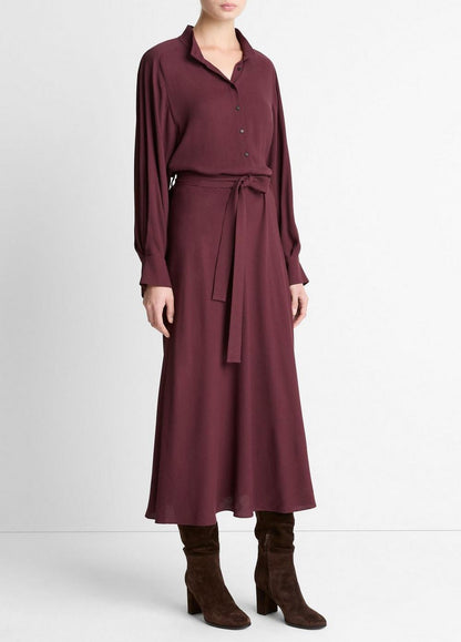 Vince Crepe Collar-Stand Shirt Dress - Dresses & Skirts