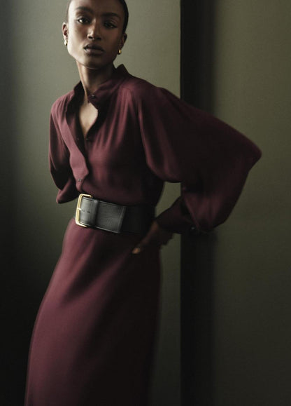 Vince Crepe Collar-Stand Shirt Dress - Dresses & Skirts