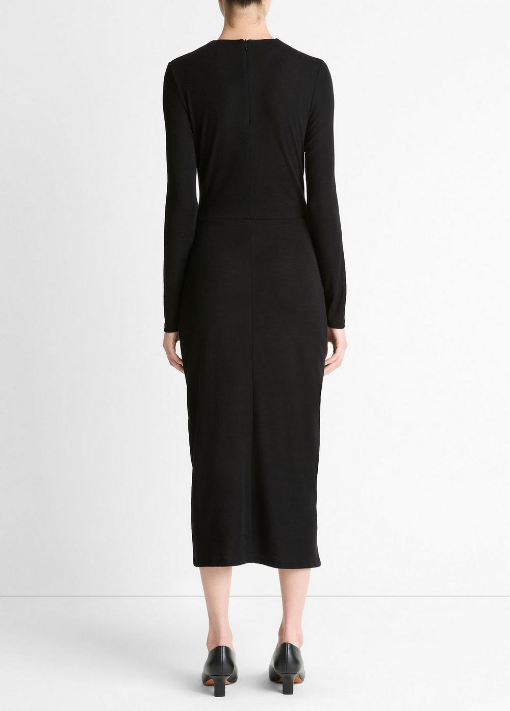 Vince Cinched-Waist Wool-Blend Long-Sleeve Dress - Dresses & Skirts