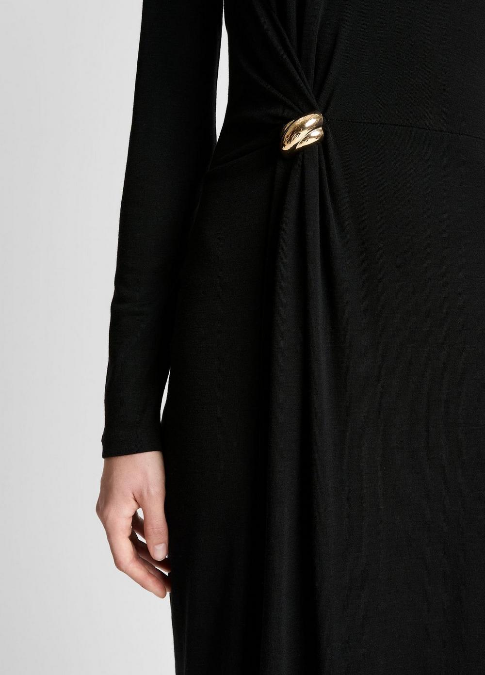 Vince Cinched-Waist Wool-Blend Long-Sleeve Dress - Dresses & Skirts