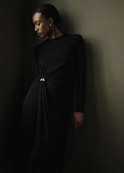 Vince Cinched-Waist Wool-Blend Long-Sleeve Dress - Dresses & Skirts