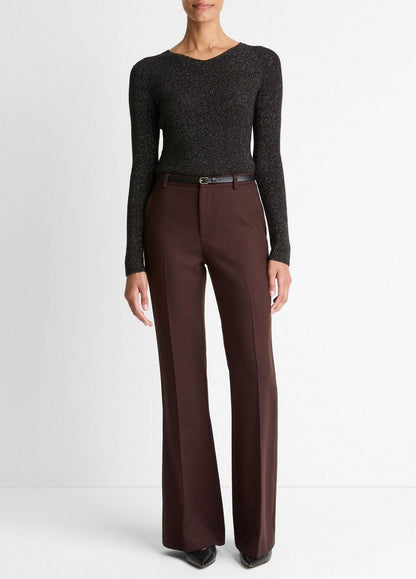 Vince Metallic Ribbed High V-Neck Sweater - Sweaters