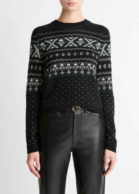 Vince Fair Isle Plush Cashmere Sweater - Sweaters