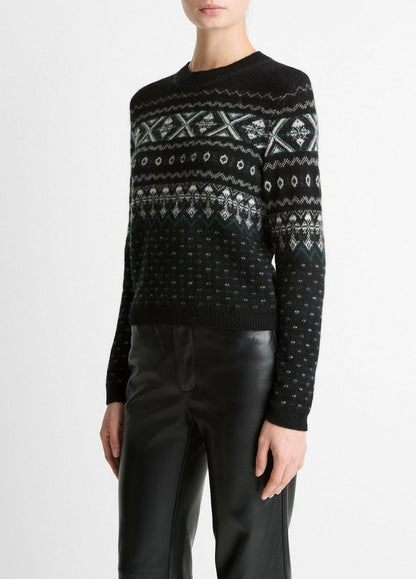 Vince Fair Isle Plush Cashmere Sweater - Sweaters