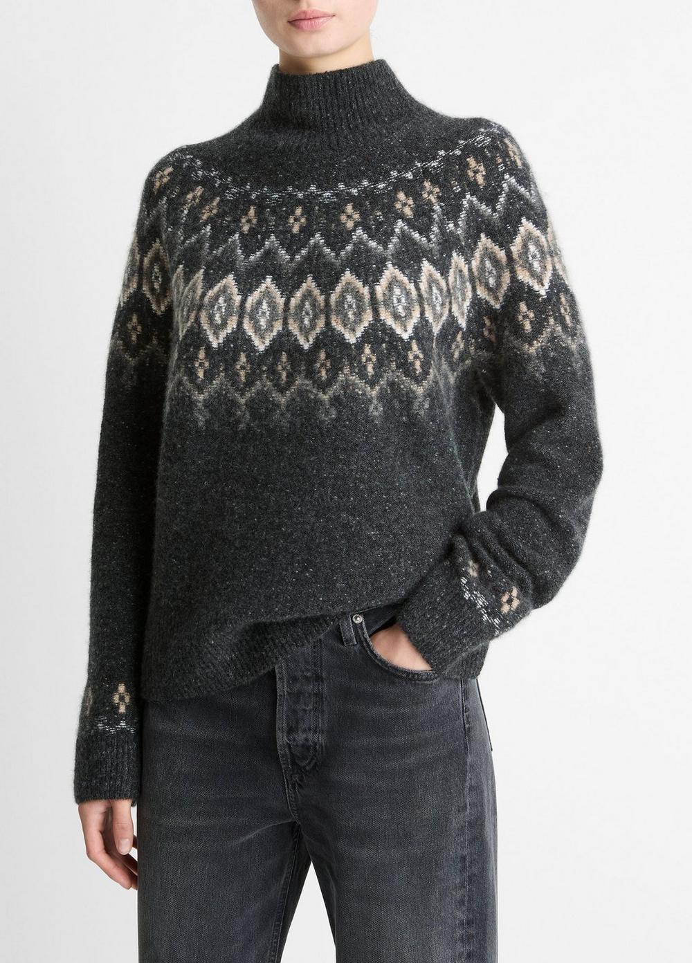 Vince Fair Isle Donegal Cashmere Turtleneck Sweater - Sweaters