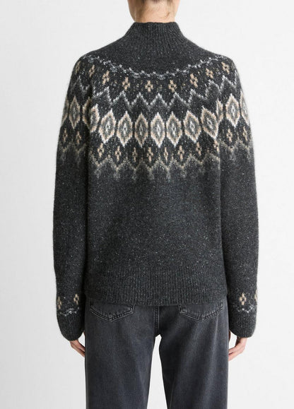 Vince Fair Isle Donegal Cashmere Turtleneck Sweater - Sweaters