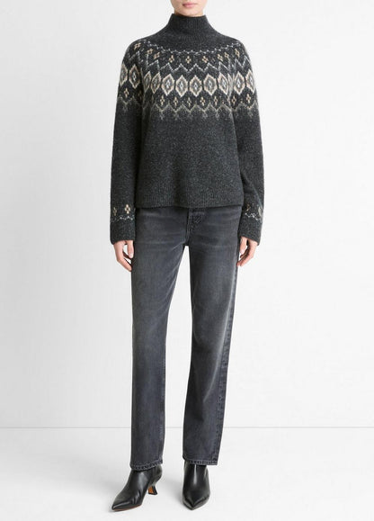 Vince Fair Isle Donegal Cashmere Turtleneck Sweater - Sweaters