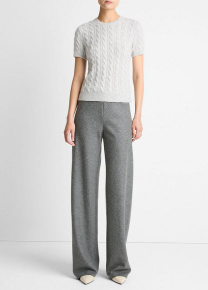Vince Cable-Knit Wool & Cashmere-Blend Short-Sleeve Sweater - Sweaters