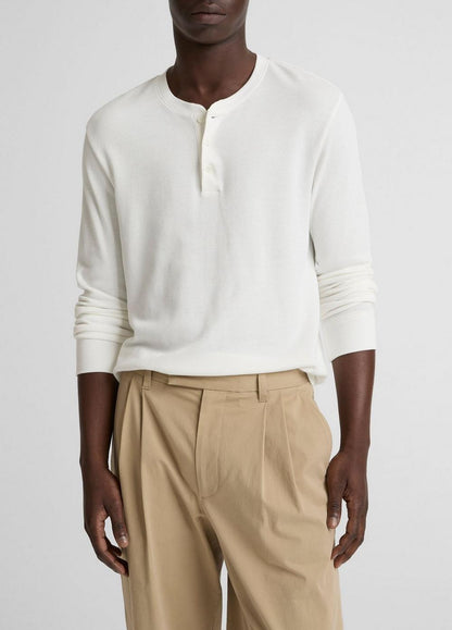 Vince Jacquard-Rib Cotton Henley - Tees & Hoodies