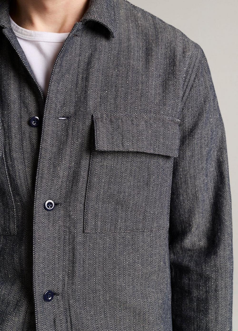 Vince Herringbone Cotton-Linen Overshirt - Jackets
